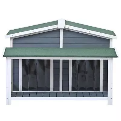 Wooden Elevated Backyard All Weather Rustic Log Cabin Pet Dog House For XL Large • $319.99