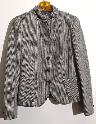 Iconic J Crew Bella Jacket Blazer Black & White Herringbone 3 Button Front S-XS • $39