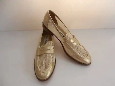 Anne Klein II Women's Gold Leather-mesh Moccasins Italy Size: 10 N • $35