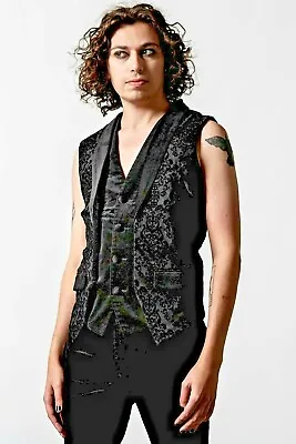 Killstar Constantine Flocked Velvet Goth Punk Vampire Waistcoat Vest KSRA004379 • $68.99