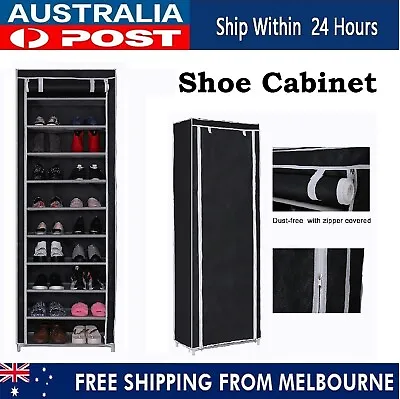 $39.99 • Buy 10 Tiers Shoe Rack Stackable Cabinet Storage Organiser Portable Wardrobe Cover