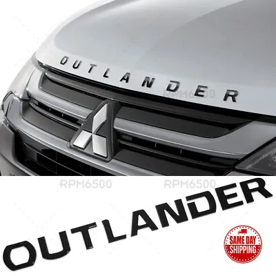 For Mitsubishi Outlander Hood Letter Logo Badge Nameplate Emblem Sport Black • $17.99