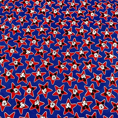 1 Yard Vintage Mickey Mouse Stars Fleece Backed Fabric Disney Peter Pan Fabrics • $16.99