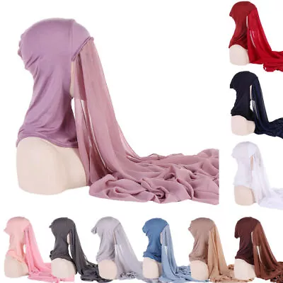 Muslim Women Khimar Hijab One Piece Amira Instant Head Scarf Pull On Ready Wear • $6.99