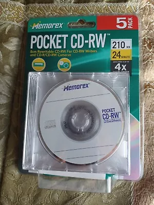 🔥 Memorex • Pocket CD-RW 8cm Rewritable 210 MB 24 Minute 4x  5-Pack Brand New • $9.49