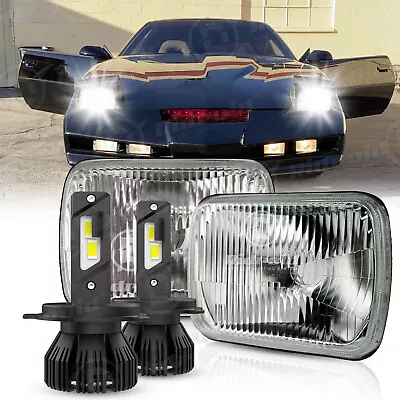 7X6 5X7 Glass Lens Headlight Sealed Beam Conversion H4/9003 Size + LED Bulbs Kit • $79.99