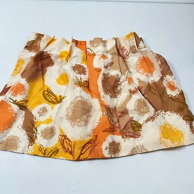 Vintage Curtain Valance Pinch Pleat Kitchen Orange Yellow Floral Mcm Retro 70s • $19.99