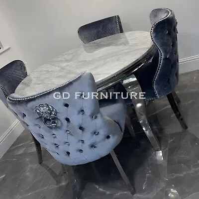 £950 • Buy Marble Louis Round Dining Table With 4 Chairs