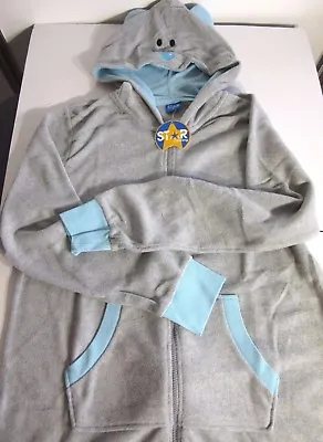 Womens Grey Fleece Teddy Bear Onesy Jumpsuit Allin One Size 12 R.r.p $60 Bnwt E2 • $38.88