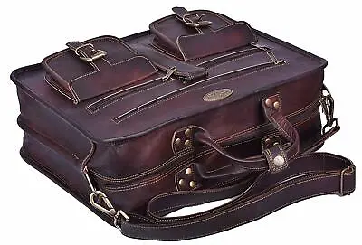 Genuine Goat Leather Vintage Messenger Shoulder Cross Body Laptop Briefcase Bag  • $58.29