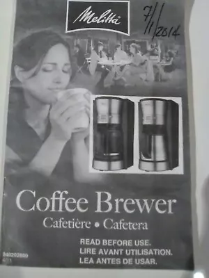 Melitta Model 46894 Coffee Maker 35 Page Manual English French Spanish FREE Ship • $5.99