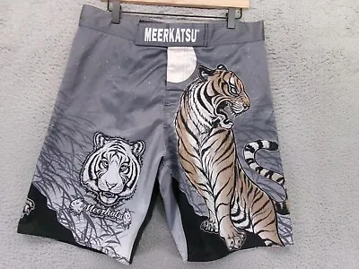 Meerkatsu Shorts Mens Large Gray Midnight Tiger Grappling MMA Fighting Wrestling • $29.95