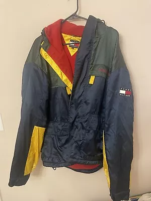 Vintage 1990s Tommy Hilfiger Colorblock Winter Ski Jacket Fleece Lining Size XL • $59.99