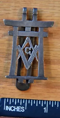 Vintage Odd Shaped Masonic 2  Tall Silver Money Or Tie Clip • $40