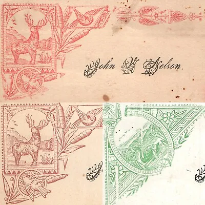 X3 LOT C1880s John W Nelson Calling Card Engraved Artistic Nature Name Trade C49 • $8.75