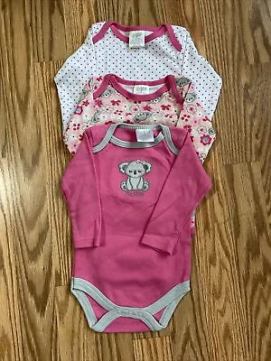Baby Gear Baby Girl Long Sleeve Body Suits 3 Pack Size 3-6M Pink New Without Tag • $6.90