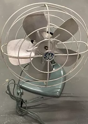 12  Vintage 1950's Metal GE Fan 2 Speeds Oscillating Blue & Gray • $55