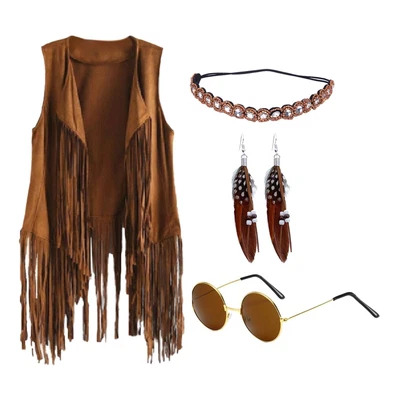 Hippie Costume Clothing 60S 70S Costume Ladies Bohemian Women Girls Disco • £18.25