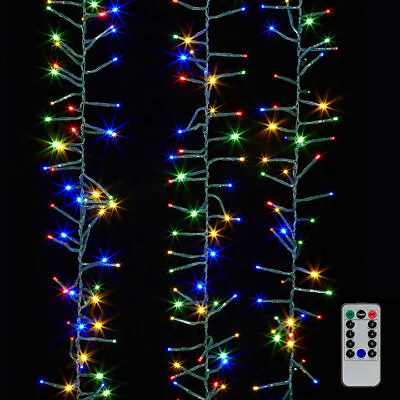 Multicolor LED CLUSTER LIGHT GARLAND W/ Remote 19.6 Feet Long 8 Functions Raz • $42.97