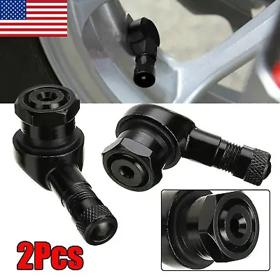 2pcs 90 Degree Aluminum Motorcycle Valve Stems Tire Rim Wheel Universal BLACK • $12.34