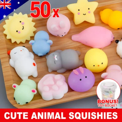 $19.95 • Buy 50x Cute Animal Squishies Kawaii Mochi Squeeze Toys Party Stretch Stress Squishy