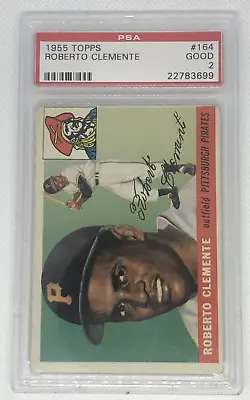 1955 Topps #164 Roberto Clemente Pirates Rookie Card PSA 2 GOOD+FREE SHIPPING! • $1900