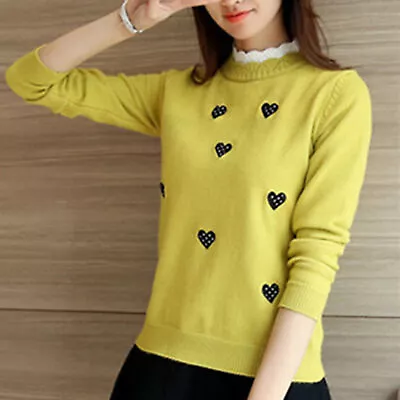 Winter Sweater Korean Style Cold Resistant Women Winter Lace Collar Heart • $32.89