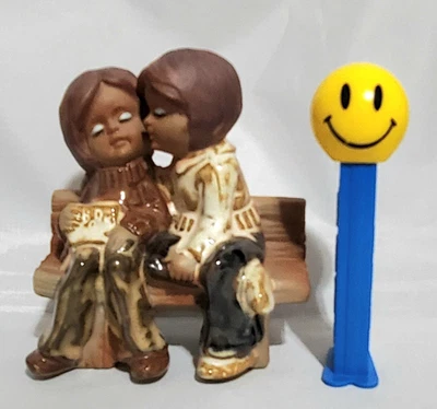 £17.17 • Buy Vintage Red Ware 1960s 1970s Boy Girl Couple On Bench Figure Japan Clay Pottery