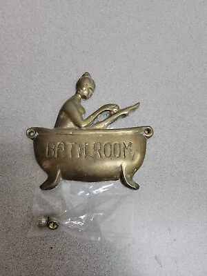 Solid Brass Lady In Tub Bathroom Plaque • $34.50