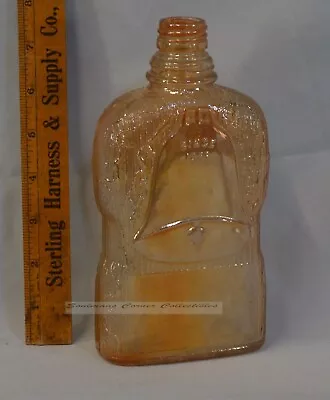 Excellent Vintage Carnival Glass Golden Whiskey Pint Bottle Faint Label • $11.95