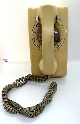 Vtg Bell System Western Electric Cream Rotary Wall Telephone Nyc Area Code 212 • $31.45