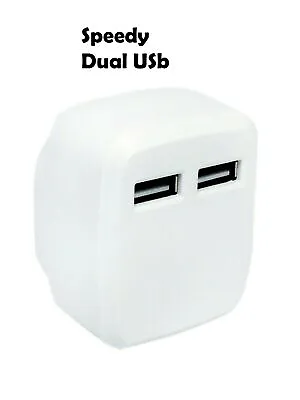 Fast Dual 2 Port USB Charger 1 Port USB 3 Pin UK Mains Wall Plug Adapter 2.1A • £2.89