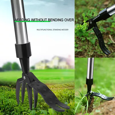 Manual Stand Up Weeder Puller Weed Claw Grass Root Remover Killer Garden Tool UK • £12.98