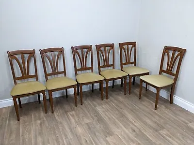 G PLAN Dining CHAIRS 6 Teak Padded Cushion Beige Sheaf Style Seat Kitchen • £199