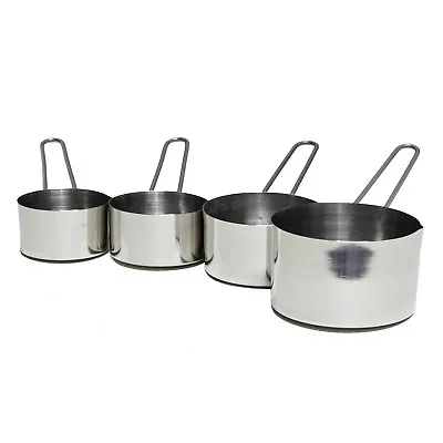 Set Of 4 Stainless Steel Measuring Cups Set Kitchen Baking Cooking Loop Handle • £7.50