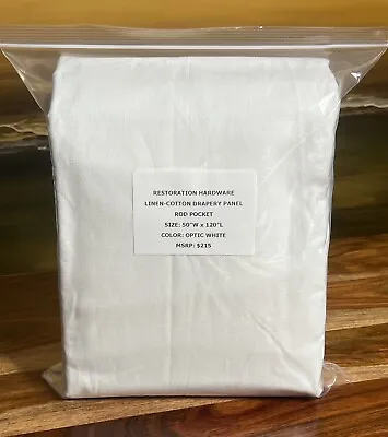 Restoration Hardware Linen-Cotton Drapery Panel RP 50  X 120  Optic White $215 • $119.99