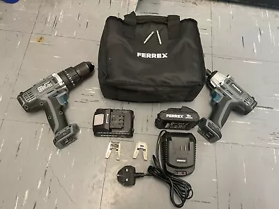 Ferrex Cordless Impact Drill And Impact Driver Set With 2 Batteries And Charger  • £40