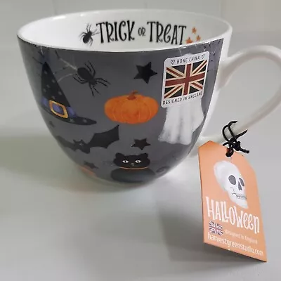 £18.95 • Buy Halloween Cat Ghosts Trick Or Treat Jumbo Coffee Tea Chocolate Mug Harvest Green
