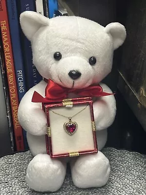 Teddy Bear Carrying 10K Gold Necklace 1 CR Ruby= 3.20 CTW • $50