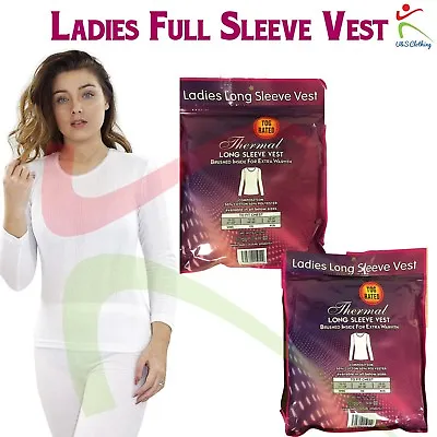 £5.99 • Buy Ladies Thermal Long Sleeve Vests Winter Brushed T-Shirt Baselayer Top UK 10-24 