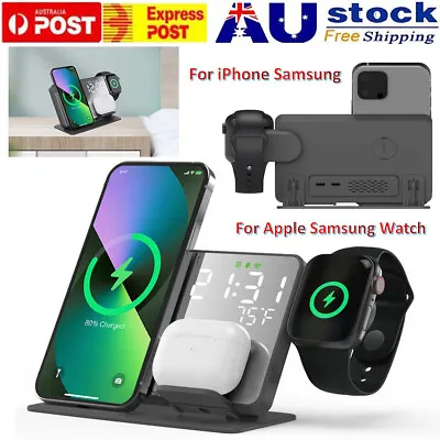 15W Wireless Charger Dock Charging Station Alarm Clock For Watch IPhone Samsung • $40.99