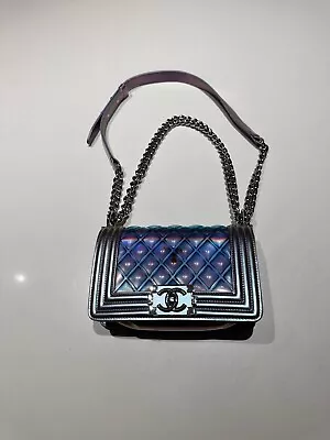 Chanel 18S Purple Mermaid Iridescent Water Boy Flap Bag Small 67018 • $3000