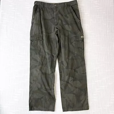 Y2K Wrangler Cargo Pants 36x32 Baggy Wide Leg Grunge Hunting Vintage Army Camo • $26.99
