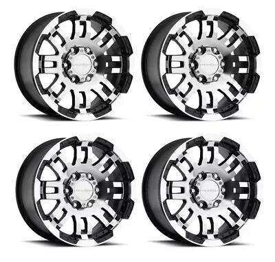 Set 4 17  Vision 375 Warrior Gloss Black Machined Face Wheels 17x8.5 8x6.5 18mm • $668