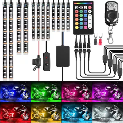 12x Motorcycle RGB LED Neon Underglow Light Strip Kit For Harley UTV ATV Offroad • $45.11