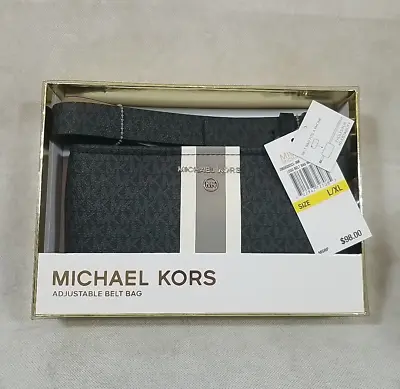 NEW Michael Kors Adjustable Belt Bag Fanny Pack Large /XL Black With Stripe • $44.99
