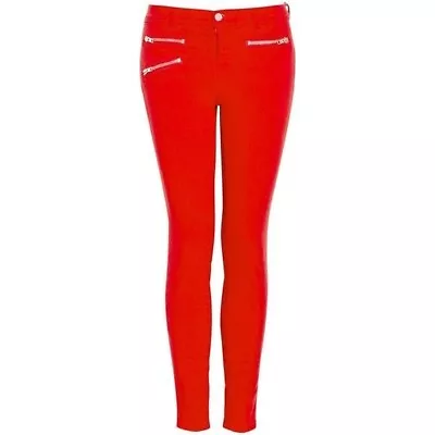 EEUC J Brand Women's Zoey Skinny Ankle Jeans Lipstick Red Zipper Accent Size 27 • $97