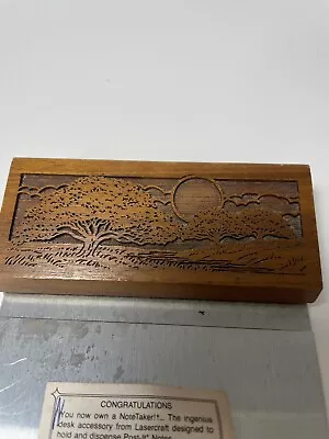 VTG Lasercraft Etched Solid American Walnut Hardwood Desk Post It Note Holder • $19.99