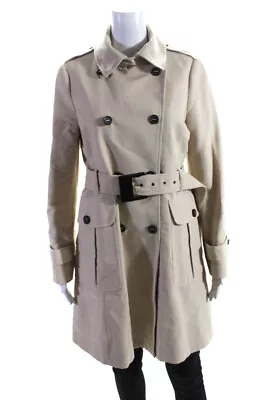 Zara Woman Womens Six Buttoned Tied Waist Long Sleeved Trench Coat Beige Size L • $42.69