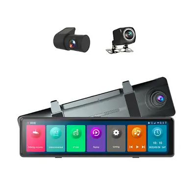 12 Dash Cam Car Rear View Mirror Camera DVR Recorder Carplay/Android BT WiFi GPS • $170